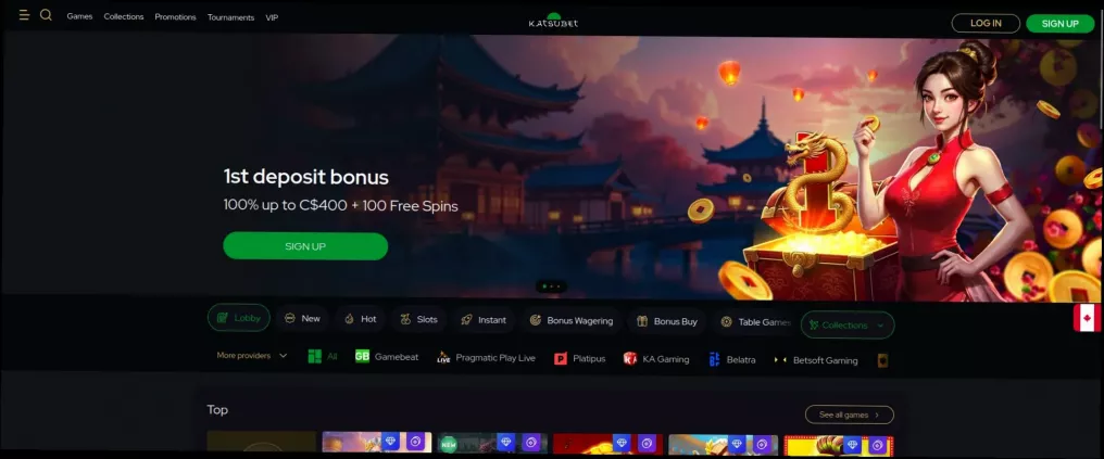 Katsubet UP TO 6000 CAD + 200 Free Spins
